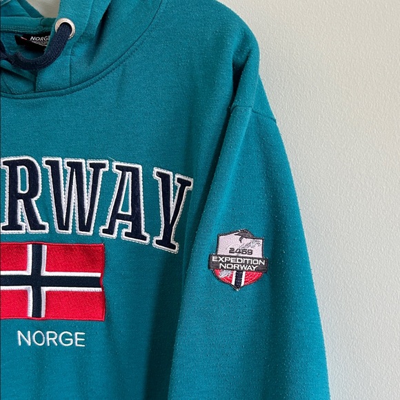 Norway Teal Hoodie, Size Small - Picture 5 of 7